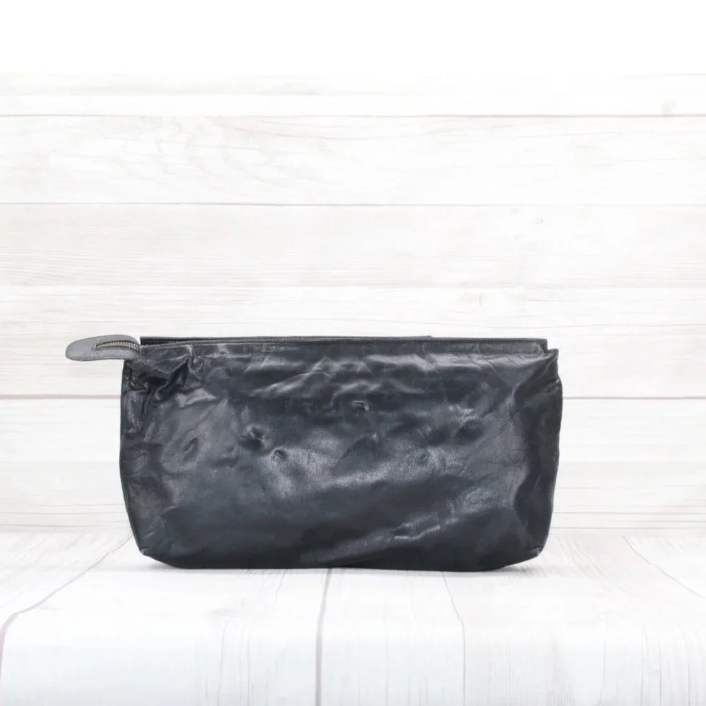 Valentino by Mario Valentino Black Soft Leather Zipper Clutch Bag - Picture 7 of 8